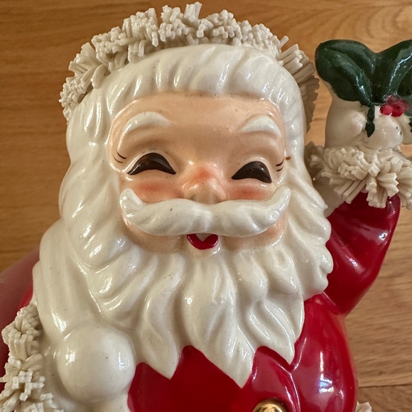 Vintage Santa Claus Bank Coin Bank Spaghetti Trim Japan 1950's-60's - Picture 8 of 14